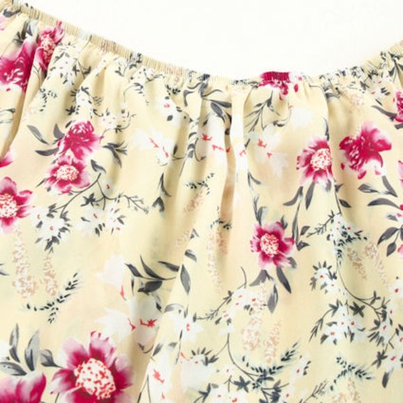 060. Yellow Plus Size Floral Off Shoulder Ruffle Sleeve Top   Size 3X - Picture 7 of 10